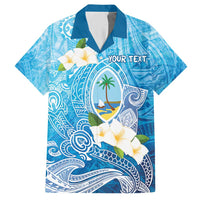 Hafa Adai Guam Chamorro Personalized Hawaiian Shirt Ocean Blue Latte Stone with Guasali - Polynesian Pride