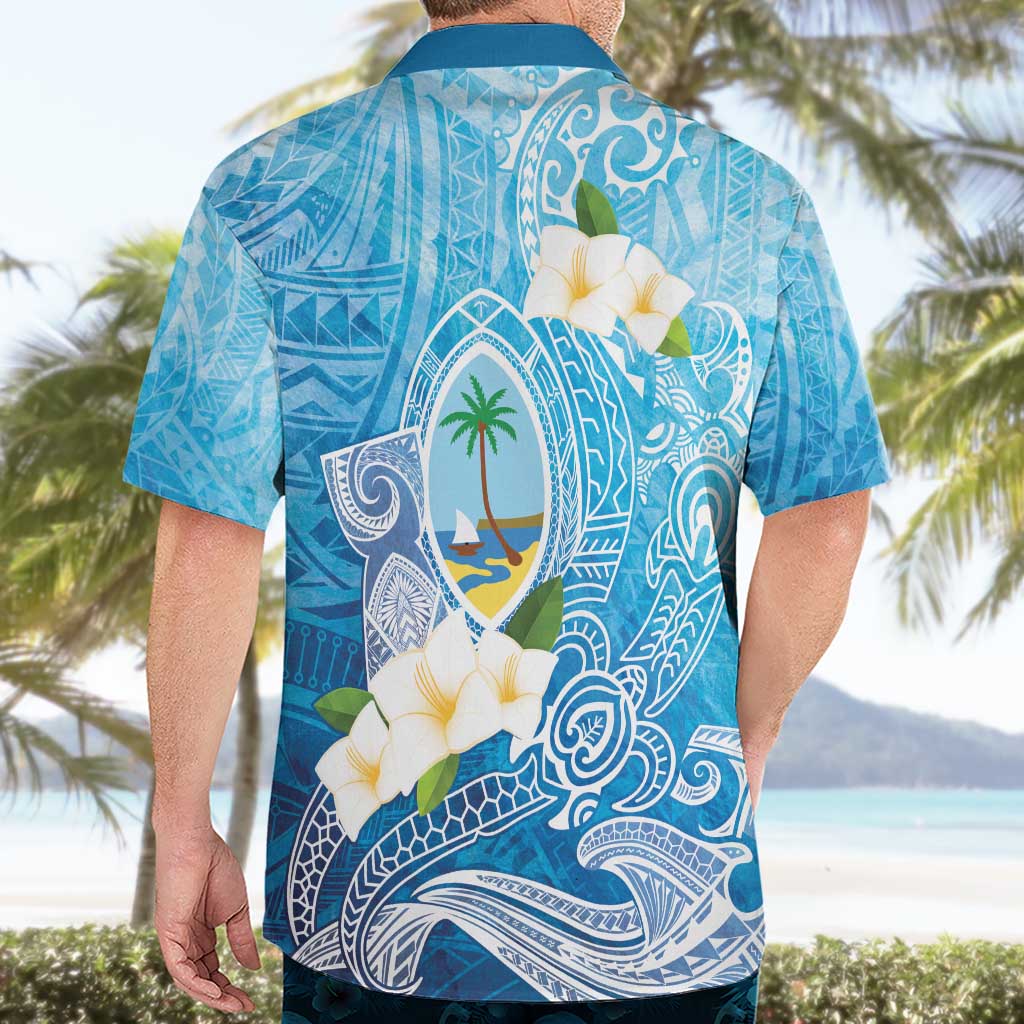 Hafa Adai Guam Chamorro Personalized Hawaiian Shirt Ocean Blue Latte Stone with Guasali - Polynesian Pride