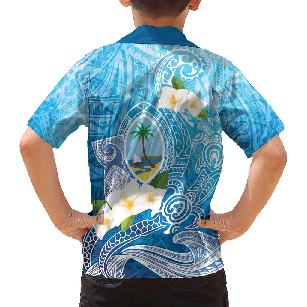 Hafa Adai Guam Chamorro Personalized Kid Hawaiian Shirt Ocean Blue Latte Stone with Guasali - Polynesian Pride