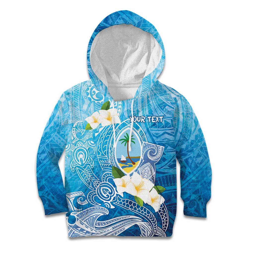 Hafa Adai Guam Chamorro Personalized Kid Hoodie Ocean Blue Latte Stone with Guasali - Polynesian Pride