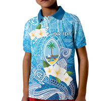 Hafa Adai Guam Chamorro Personalized Kid Polo Shirt Ocean Blue Latte Stone with Guasali - Polynesian Pride