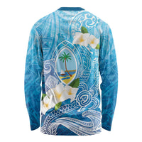 Hafa Adai Guam Chamorro Personalized Long Sleeve Shirt Ocean Blue Latte Stone with Guasali - Polynesian Pride