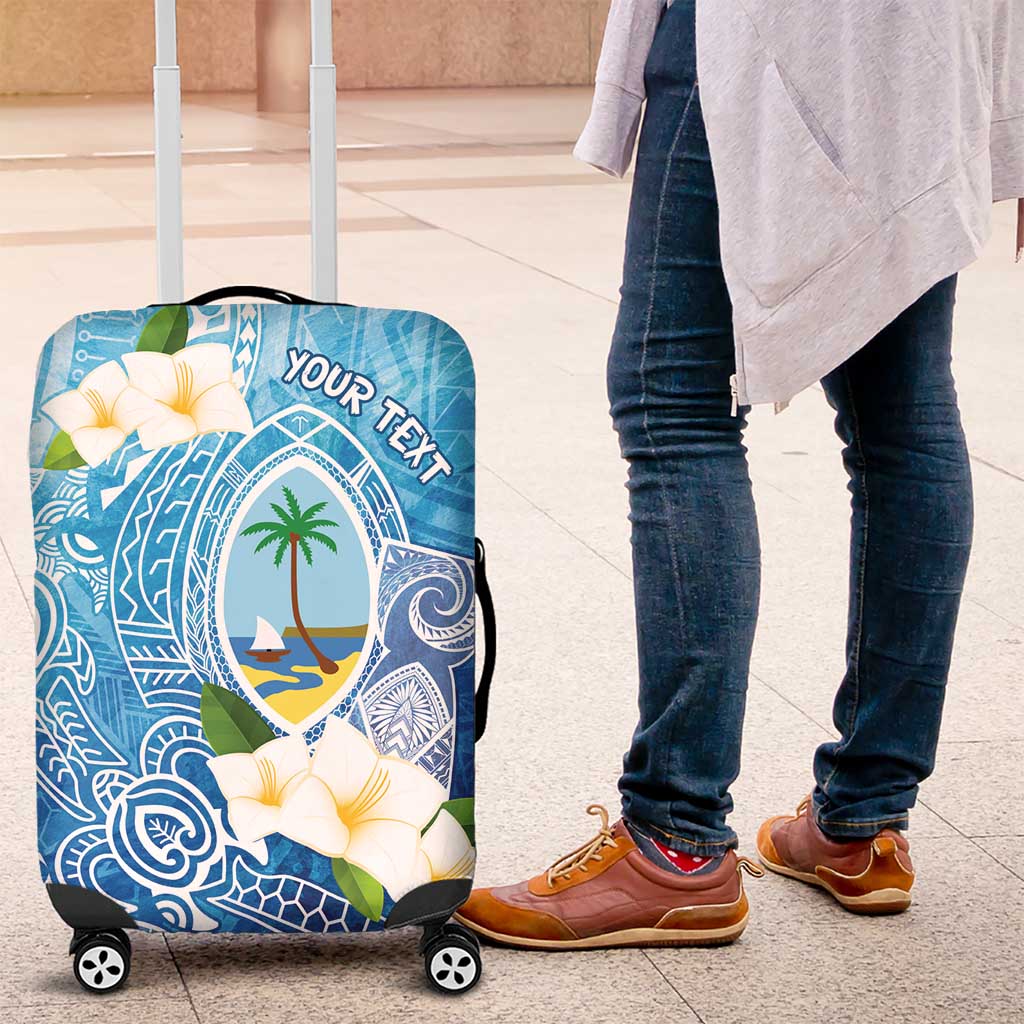Hafa Adai Guam Chamorro Personalized Luggage Cover Ocean Blue Latte Stone with Guasali - Polynesian Pride