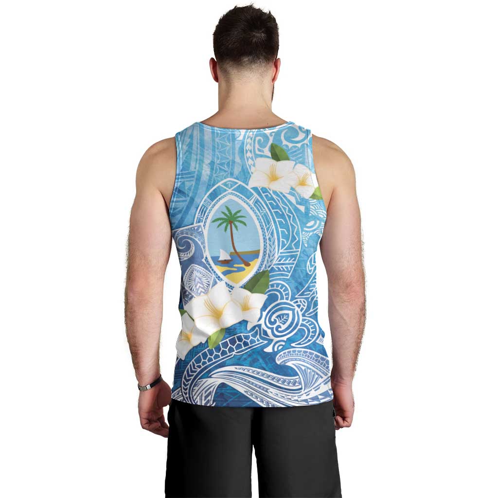 Hafa Adai Guam Chamorro Personalized Men Tank Top Ocean Blue Latte Stone with Guasali - Polynesian Pride
