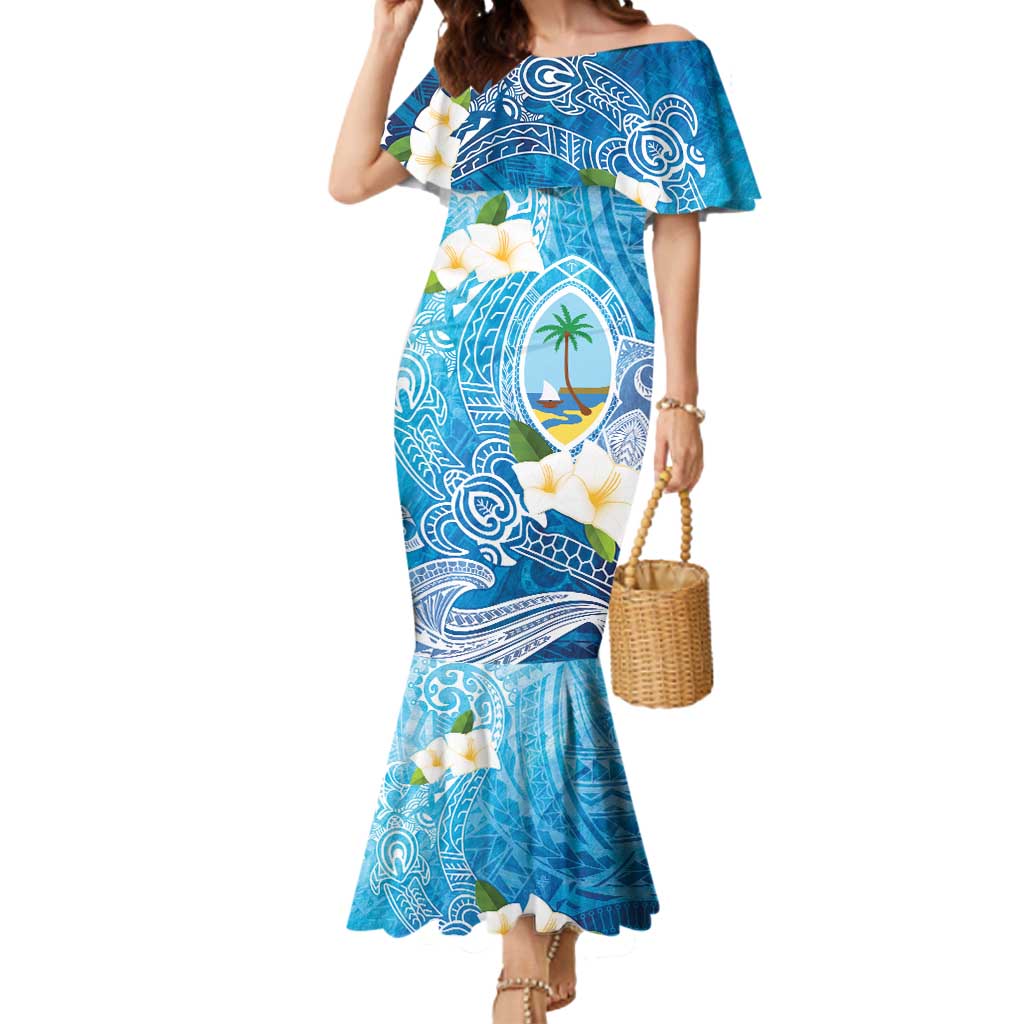 Hafa Adai Guam Chamorro Personalized Mermaid Dress Ocean Blue Latte Stone with Guasali - Polynesian Pride