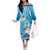 Hafa Adai Guam Chamorro Personalized Off The Shoulder Long Sleeve Dress Ocean Blue Latte Stone with Guasali - Polynesian Pride