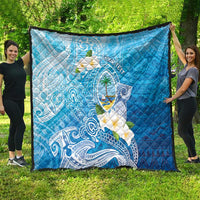 Hafa Adai Guam Chamorro Personalized Quilt Ocean Blue Latte Stone with Guasali - Polynesian Pride
