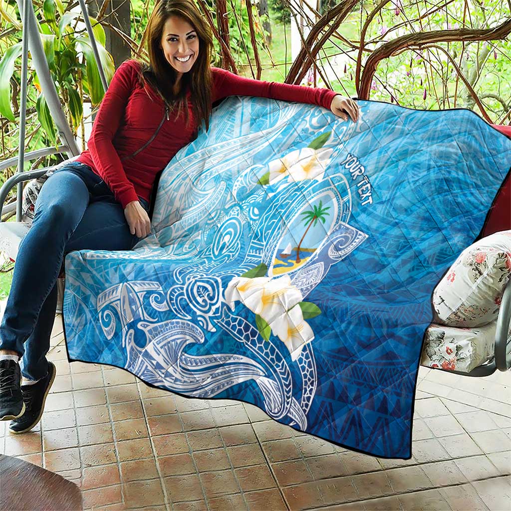 Hafa Adai Guam Chamorro Personalized Quilt Ocean Blue Latte Stone with Guasali - Polynesian Pride