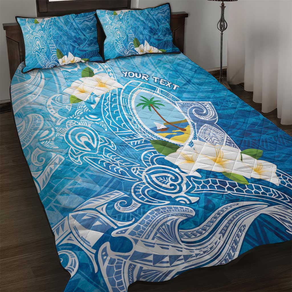 Hafa Adai Guam Chamorro Personalized Quilt Bed Set Ocean Blue Latte Stone with Guasali - Polynesian Pride