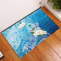 Hafa Adai Guam Chamorro Personalized Rubber Doormat Ocean Blue Latte Stone with Guasali - Polynesian Pride