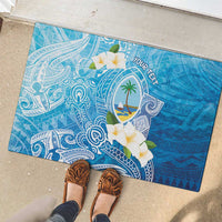 Hafa Adai Guam Chamorro Personalized Rubber Doormat Ocean Blue Latte Stone with Guasali - Polynesian Pride