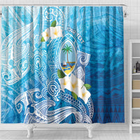 Hafa Adai Guam Chamorro Personalized Shower Curtain Ocean Blue Latte Stone with Guasali - Polynesian Pride