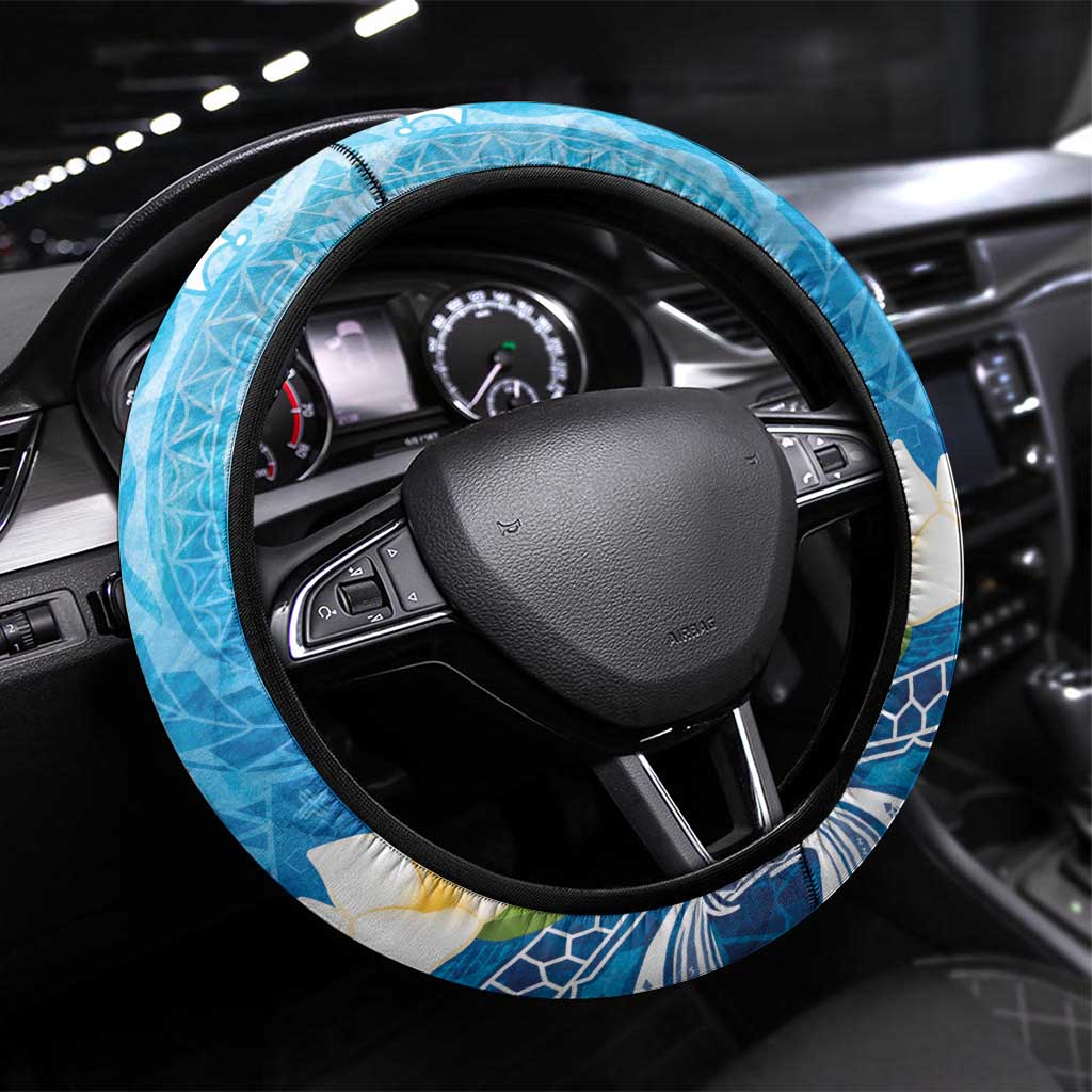 Hafa Adai Guam Chamorro Steering Wheel Cover Ocean Blue Latte Stone with Guasali - Polynesian Pride