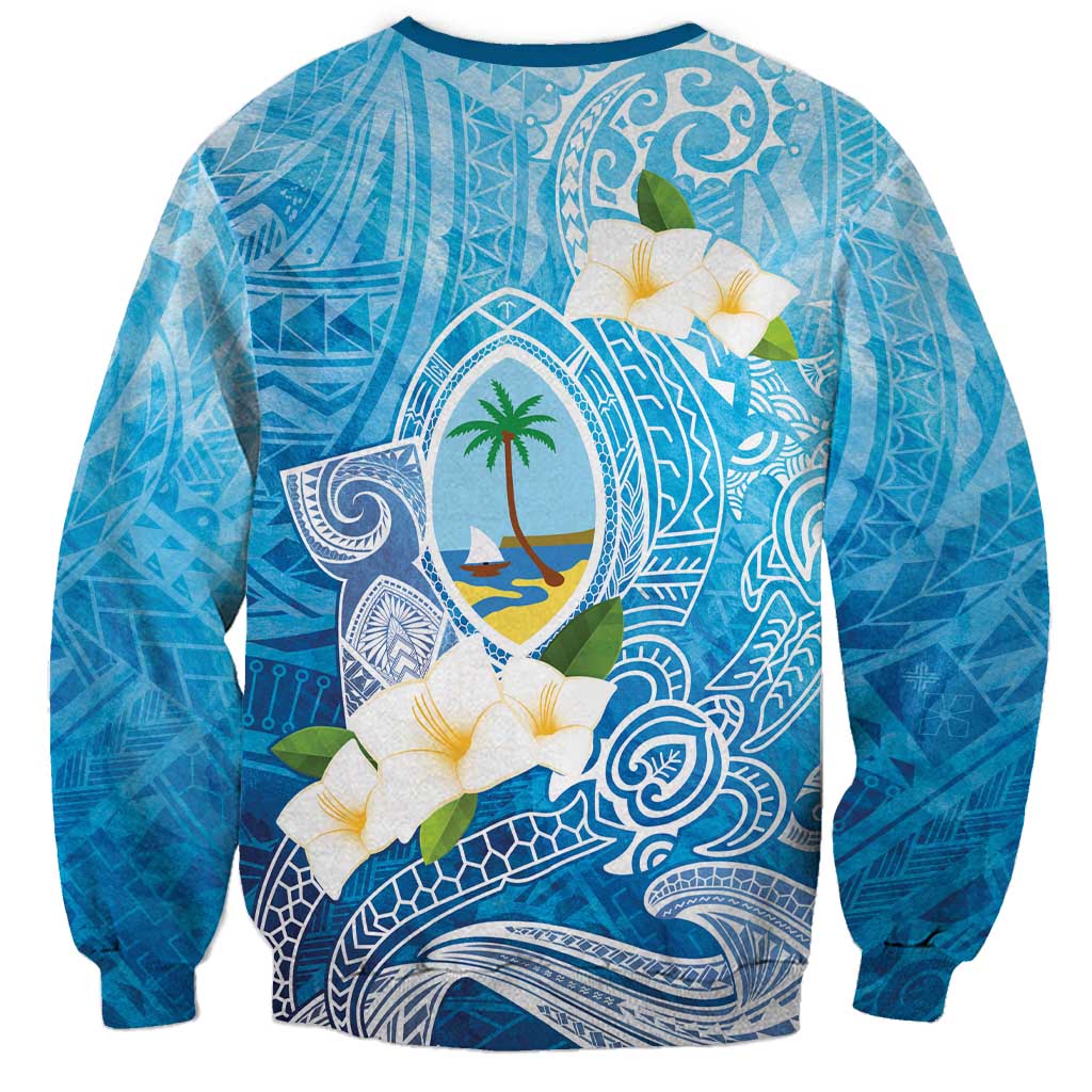 Hafa Adai Guam Chamorro Personalized Sweatshirt Ocean Blue Latte Stone with Guasali - Polynesian Pride