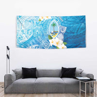 Hafa Adai Guam Chamorro Personalized Tapestry Ocean Blue Latte Stone with Guasali - Polynesian Pride