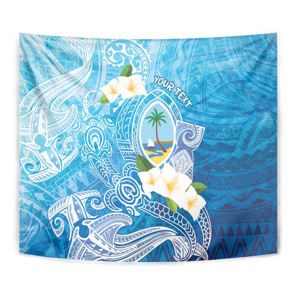 Hafa Adai Guam Chamorro Personalized Tapestry Ocean Blue Latte Stone with Guasali - Polynesian Pride
