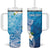 Hafa Adai Guam Chamorro Personalized Tumbler With Handle Ocean Blue Latte Stone with Guasali - Polynesian Pride