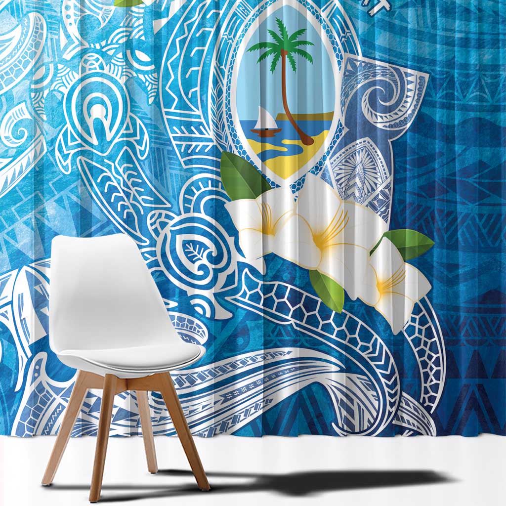 Hafa Adai Guam Chamorro Personalized Window Curtain Ocean Blue Latte Stone with Guasali - Polynesian Pride
