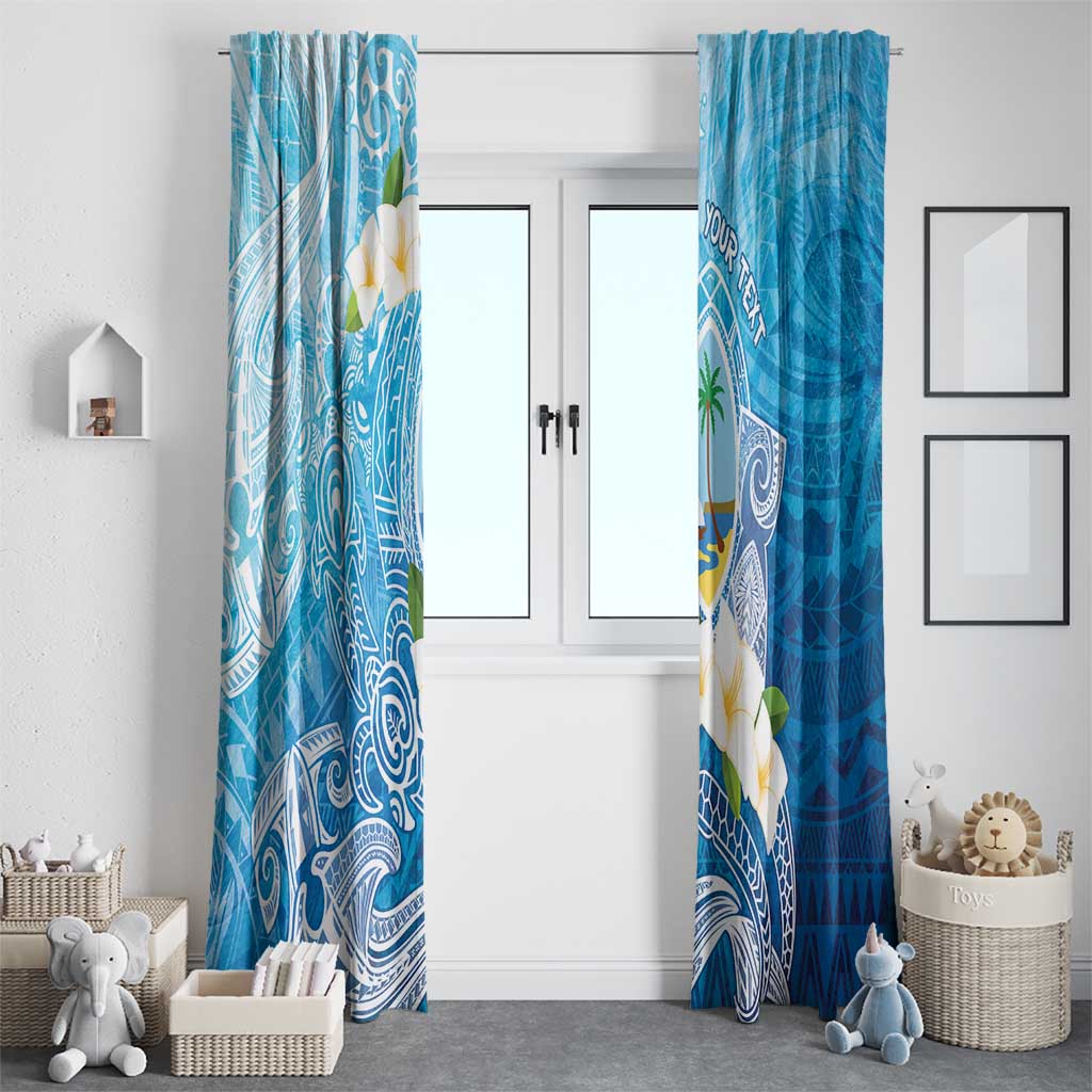 Hafa Adai Guam Chamorro Personalized Window Curtain Ocean Blue Latte Stone with Guasali - Polynesian Pride