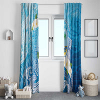 Hafa Adai Guam Chamorro Personalized Window Curtain Ocean Blue Latte Stone with Guasali - Polynesian Pride