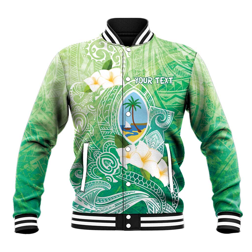 Hafa Adai Guam Chamorro Personalized Baseball Jacket Summer Green Latte Stone with Guasali - Polynesian Pride