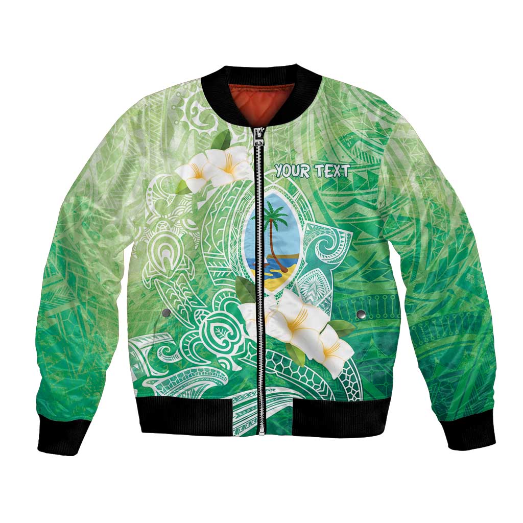 Hafa Adai Guam Chamorro Personalized Bomber Jacket Summer Green Latte Stone with Guasali - Polynesian Pride