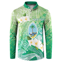 Hafa Adai Guam Chamorro Personalized Button Sweatshirt Summer Green Latte Stone with Guasali - Polynesian Pride