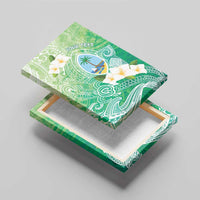 Hafa Adai Guam Chamorro Personalized Canvas Wall Art Summer Green Latte Stone with Guasali - Polynesian Pride