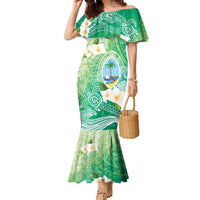 Hafa Adai Guam Chamorro Personalized Family Matching Mermaid Dress and Hawaiian Shirt Summer Green Latte Stone with Guasali - Polynesian Pride