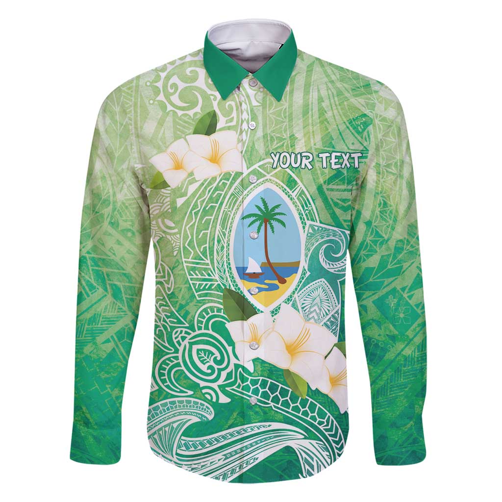 Hafa Adai Guam Chamorro Personalized Family Matching Off Shoulder Maxi Dress and Hawaiian Shirt Summer Green Latte Stone with Guasali LT7 Dad's Shirt - Long Sleeve Summer Green - Polynesian Pride