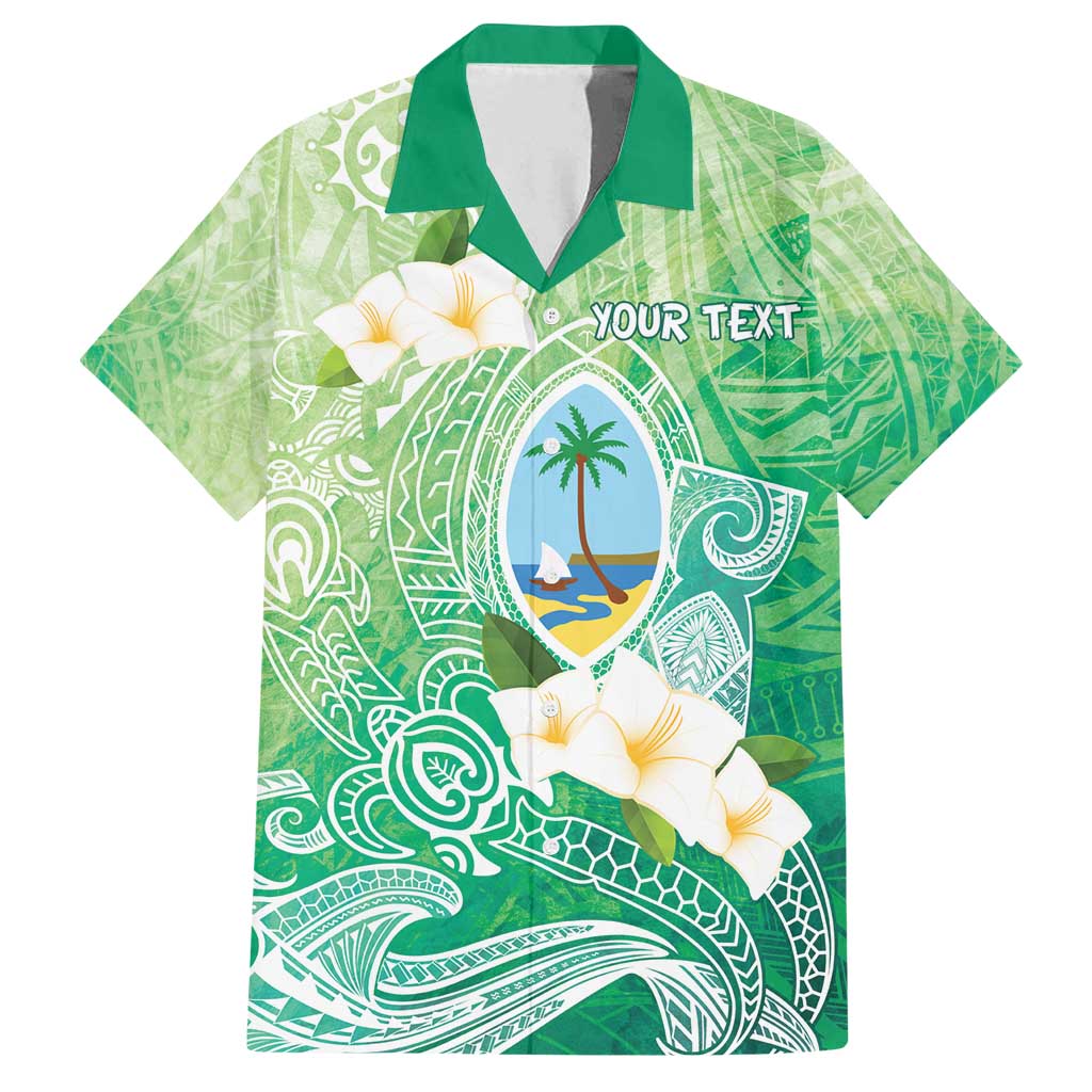 Hafa Adai Guam Chamorro Personalized Family Matching Off Shoulder Short Dress and Hawaiian Shirt Summer Green Latte Stone with Guasali LT7 Dad's Shirt - Short Sleeve Summer Green - Polynesian Pride