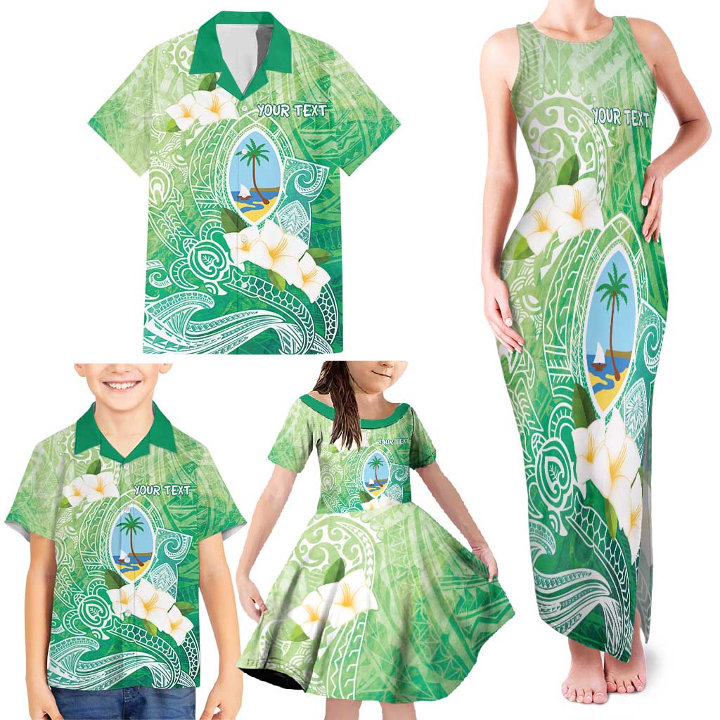 Hafa Adai Guam Chamorro Personalized Family Matching Tank Maxi Dress and Hawaiian Shirt Summer Green Latte Stone with Guasali - Polynesian Pride