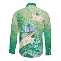 Hafa Adai Guam Chamorro Personalized Long Sleeve Button Shirt Summer Green Latte Stone with Guasali - Polynesian Pride