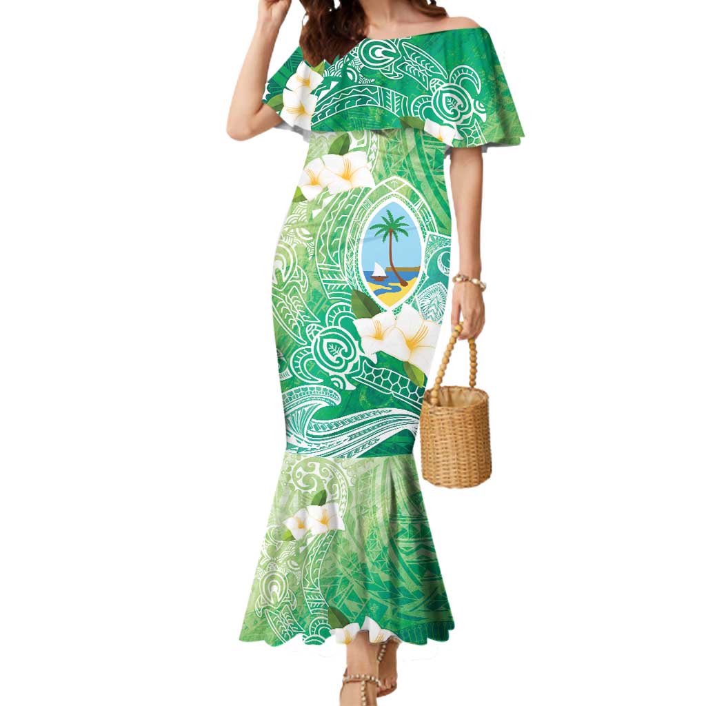 Hafa Adai Guam Chamorro Personalized Mermaid Dress Summer Green Latte Stone with Guasali - Polynesian Pride