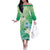 Hafa Adai Guam Chamorro Personalized Off The Shoulder Long Sleeve Dress Summer Green Latte Stone with Guasali - Polynesian Pride