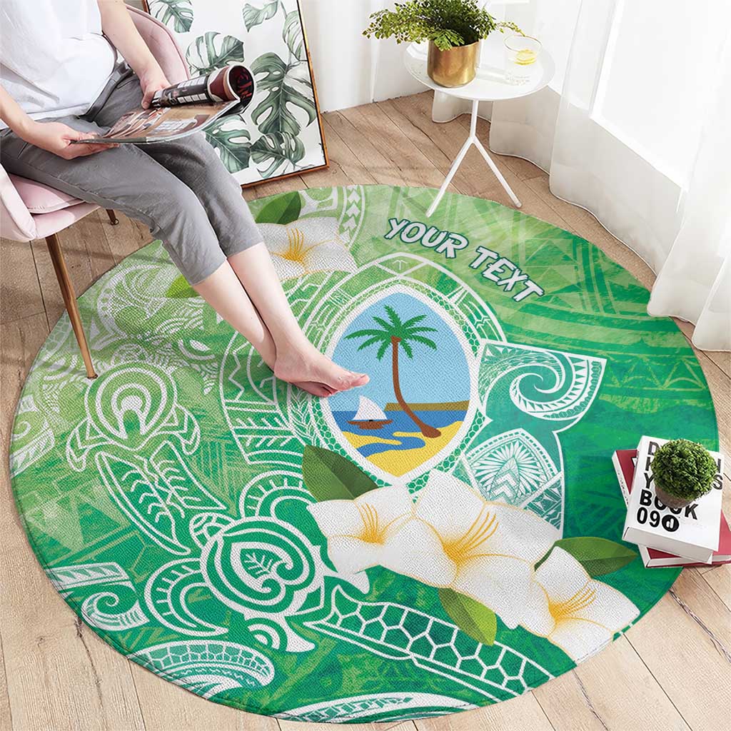Hafa Adai Guam Chamorro Personalized Round Carpet Summer Green Latte Stone with Guasali - Polynesian Pride
