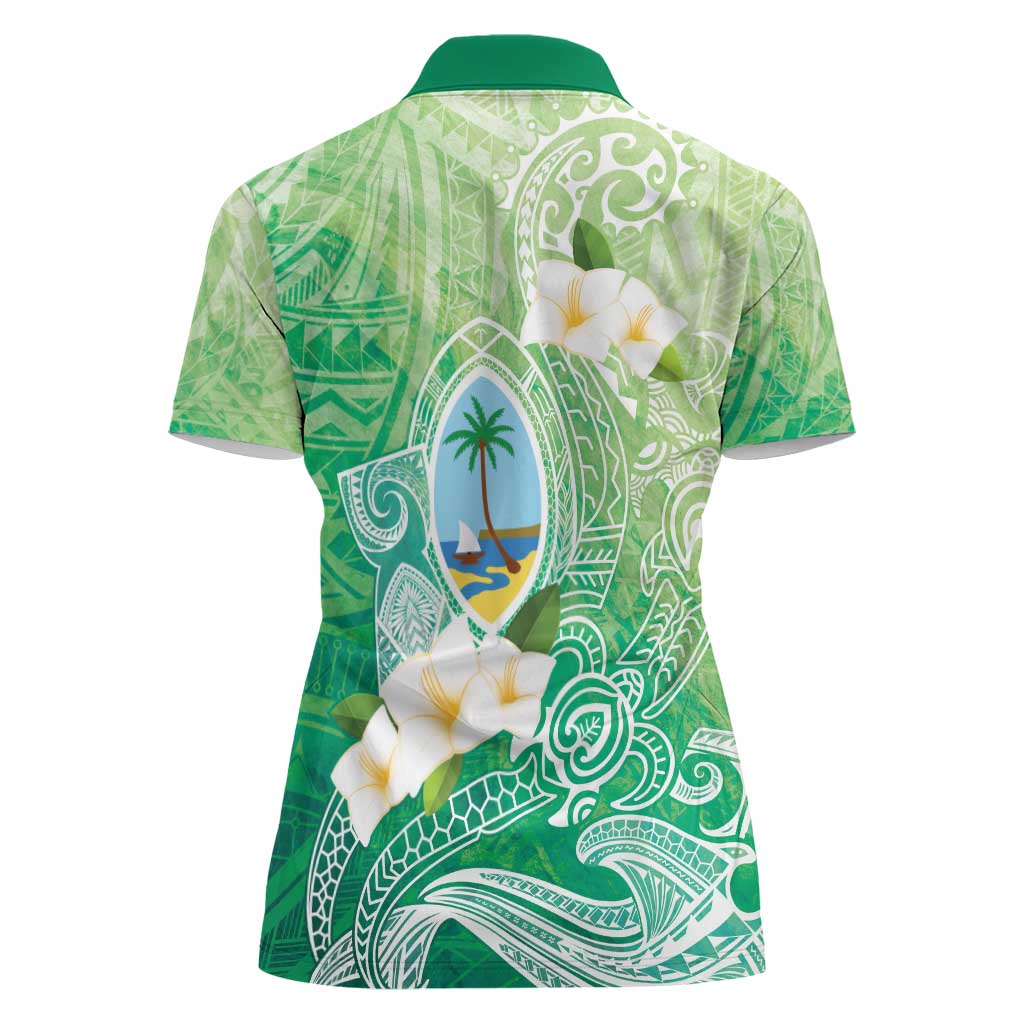 Hafa Adai Guam Chamorro Personalized Women Polo Shirt Summer Green Latte Stone with Guasali - Polynesian Pride