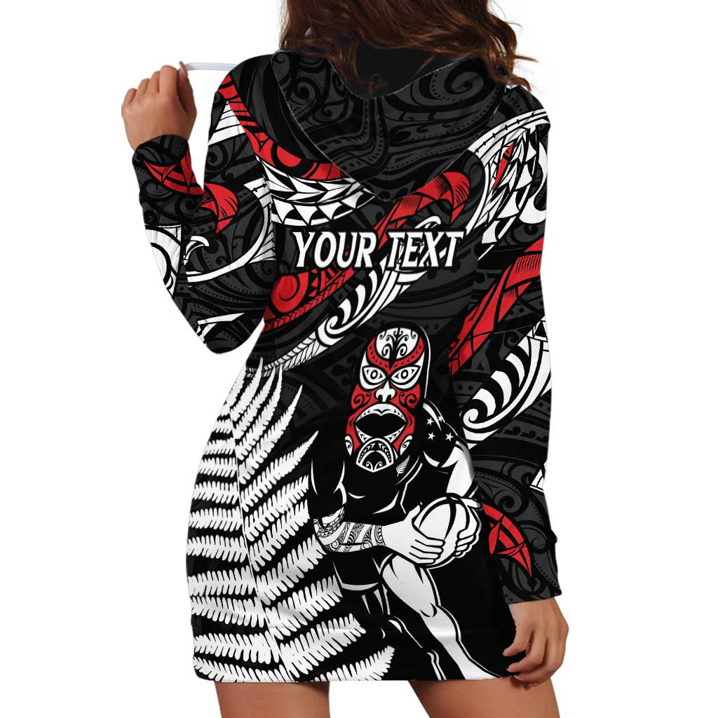 New Zealand Maori Rugby Personalised Hoodie Dress Ta Moko Silver Fern LT7 - Polynesian Pride