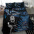 New Zealand Maori Rugby Personalised Bedding Set Ta Moko Silver Fern - Paua Blue