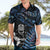 New Zealand Maori Rugby Personalised Hawaiian Shirt Ta Moko Silver Fern - Paua Blue