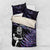 New Zealand Maori Rugby Personalised Bedding Set Ta Moko Silver Fern - Paua Purple