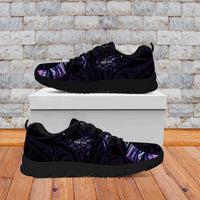 New Zealand Maori Rugby Personalised Sneakers Ta Moko Silver Fern - Paua Purple