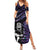 New Zealand Maori Rugby Personalised Summer Maxi Dress Ta Moko Silver Fern - Paua Purple