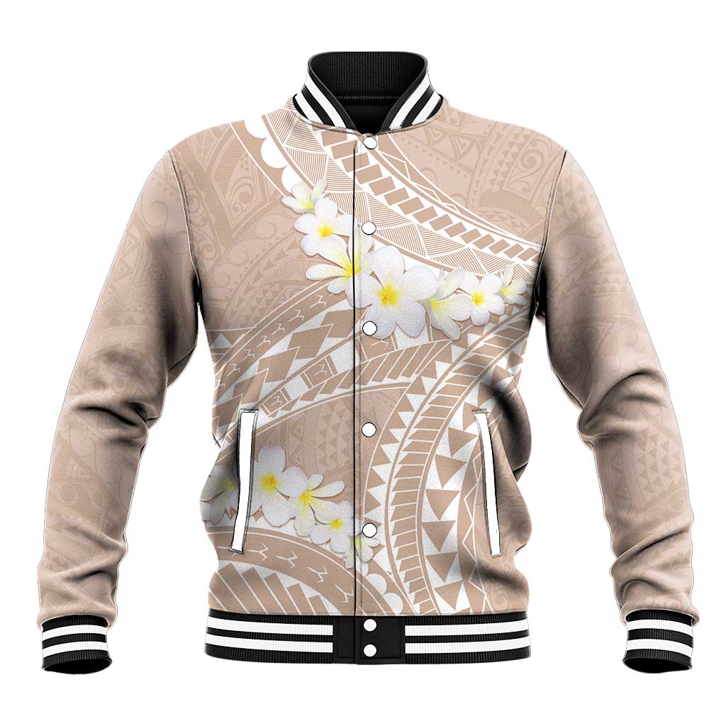 Polynesian Vintage Floral Baseball Jacket Beige Motifs LT7 Unisex Beige - Polynesian Pride