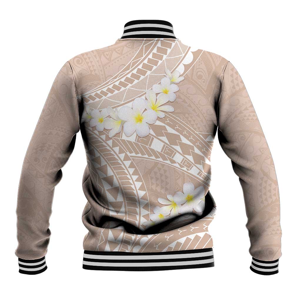 Polynesian Vintage Floral Baseball Jacket Beige Motifs LT7 - Polynesian Pride