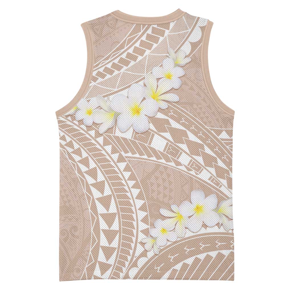 Polynesian Vintage Floral Basketball Jersey Beige Motifs - Polynesian Pride