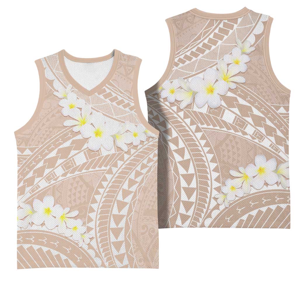 Polynesian Vintage Floral Basketball Jersey Beige Motifs - Polynesian Pride