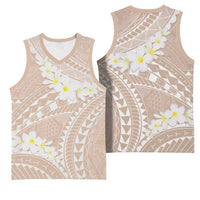 Polynesian Vintage Floral Basketball Jersey Beige Motifs - Polynesian Pride