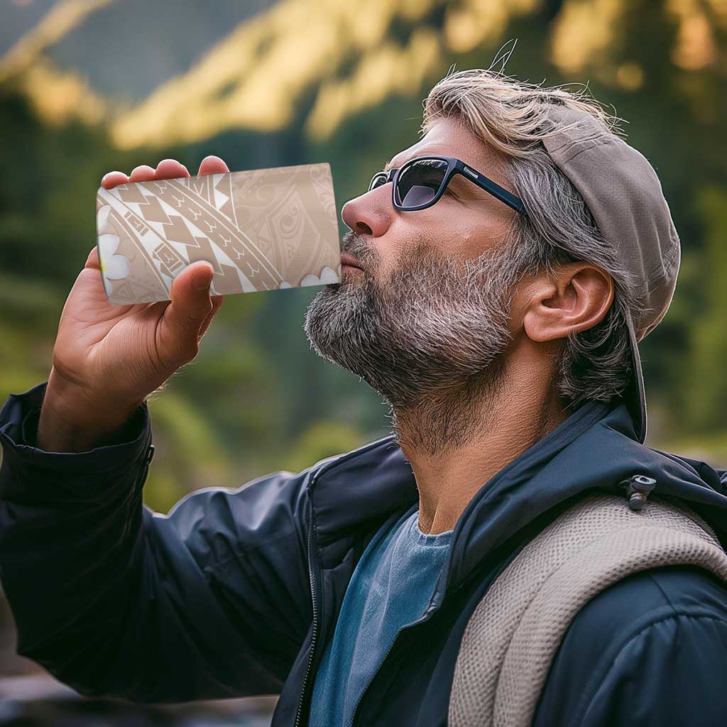 Polynesian Vintage Floral 4 in 1 Can Cooler Tumbler Beige Motifs - Polynesian Pride