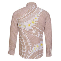 Polynesian Vintage Floral Family Matching Off Shoulder Short Dress and Hawaiian Shirt Beige Motifs - Polynesian Pride